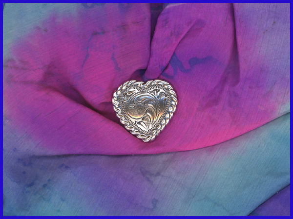 Western Cowgirl Decor Silver Rope Heart Conchos (6)  1"