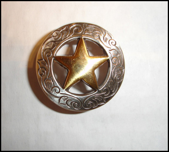 Western Decor 6 Conchos Ranger Engraved Gold Star 7/8"