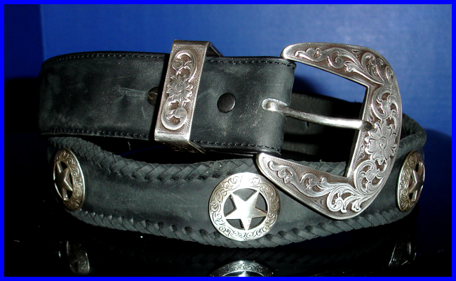 Western Decor Full Grain Leather Cowboy Concho Belt  